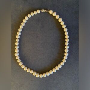 White Freshwater Cultured Pearl Rhodium Over Sterling Silver Necklace
